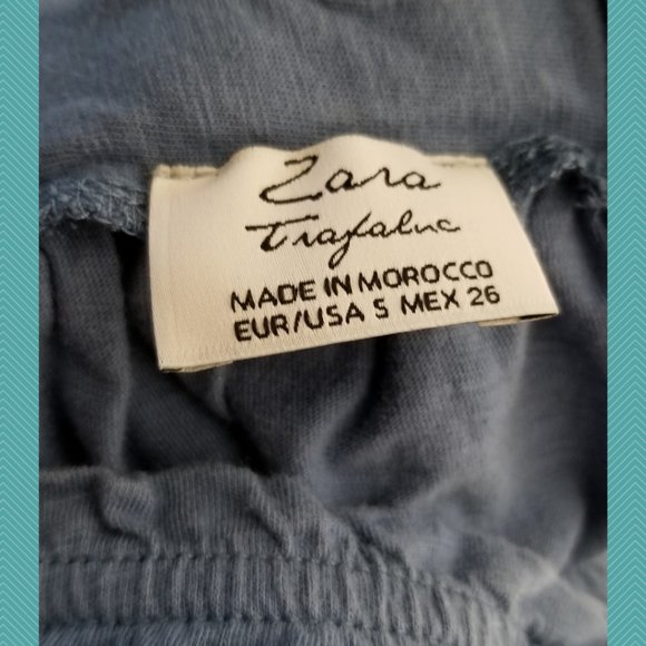 Zara Blue White Floral Embroidered Scalloped Tank - Picture 4 of 4